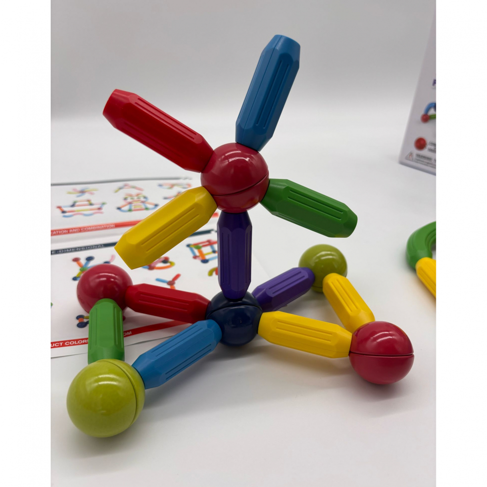 Set de Constructie Magnetic cu Bastoane, Tije si Bile, 70 Piese [18]