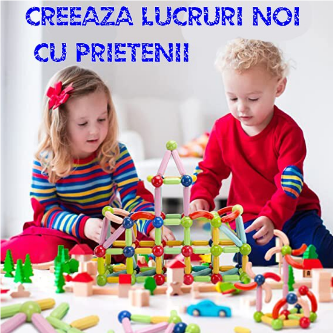 Set de Constructie Magnetic cu Bastoane, Tije si Bile, 70 Piese [14]