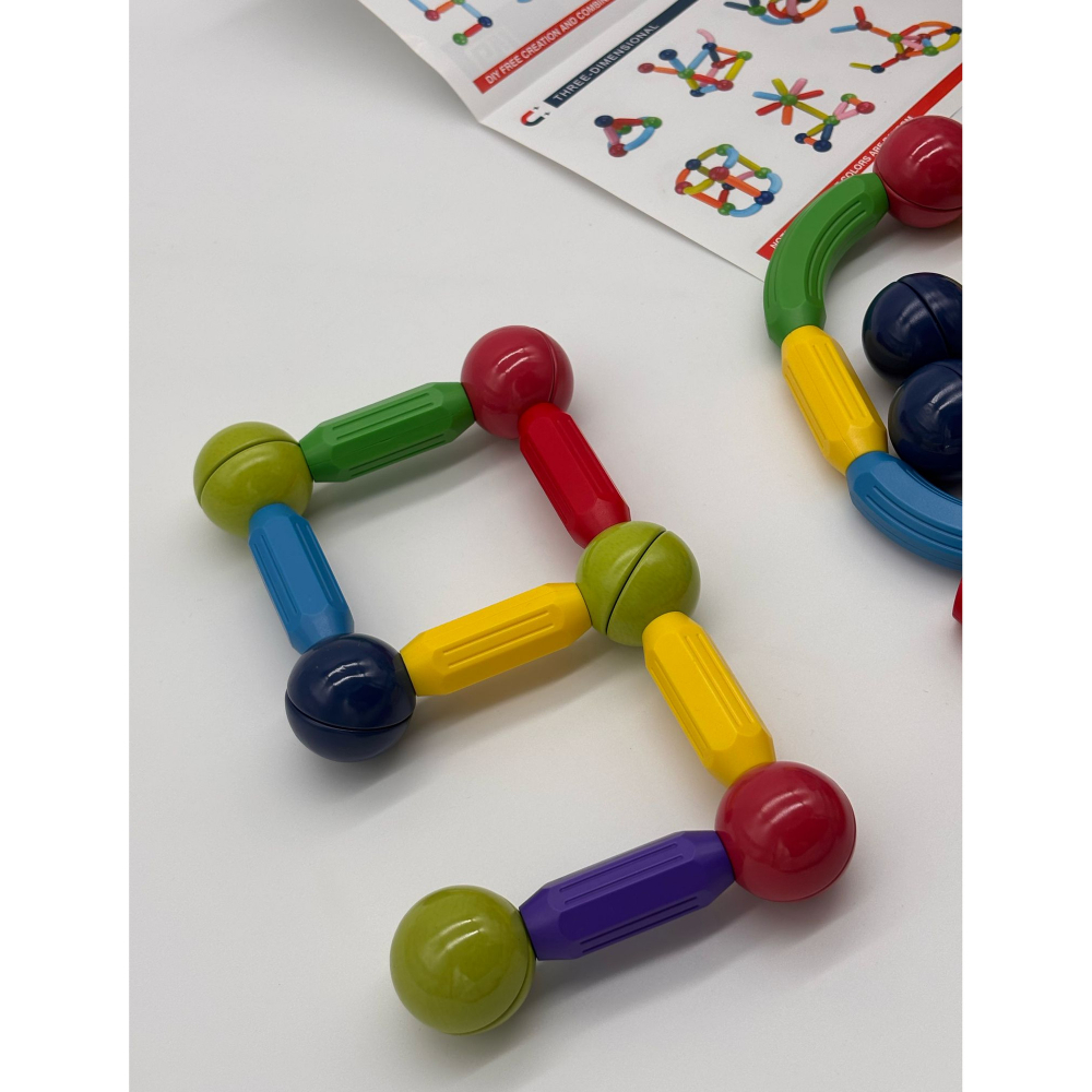 Set de Constructie Magnetic cu Bastoane, Tije si Bile, 70 Piese [11]