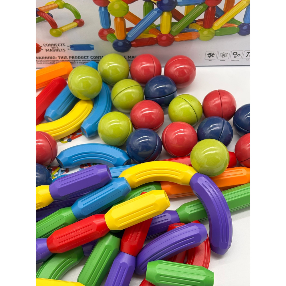 Set de Constructie Magnetic cu Bastoane, Tije si Bile, 70 Piese [16]
