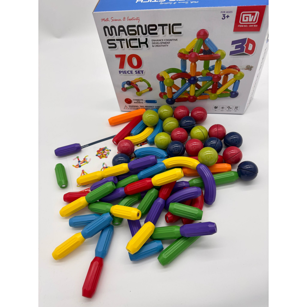 Set de Constructie Magnetic cu Bastoane, Tije si Bile, 70 Piese [5]
