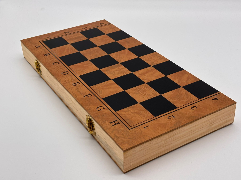 Set Șah și Table 2 în 1 din Lemn Finisat, cu Piese Incluse, Diferite Dimensiuni (30 / 35 / 40 / 45 cm) [6]