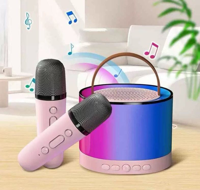 Sistem Karaoke Portabil cu 2 Microfoane Wireless, Boxă Bluetooth cu Lumini Ambientale, Compatibil TF/AUX [2]