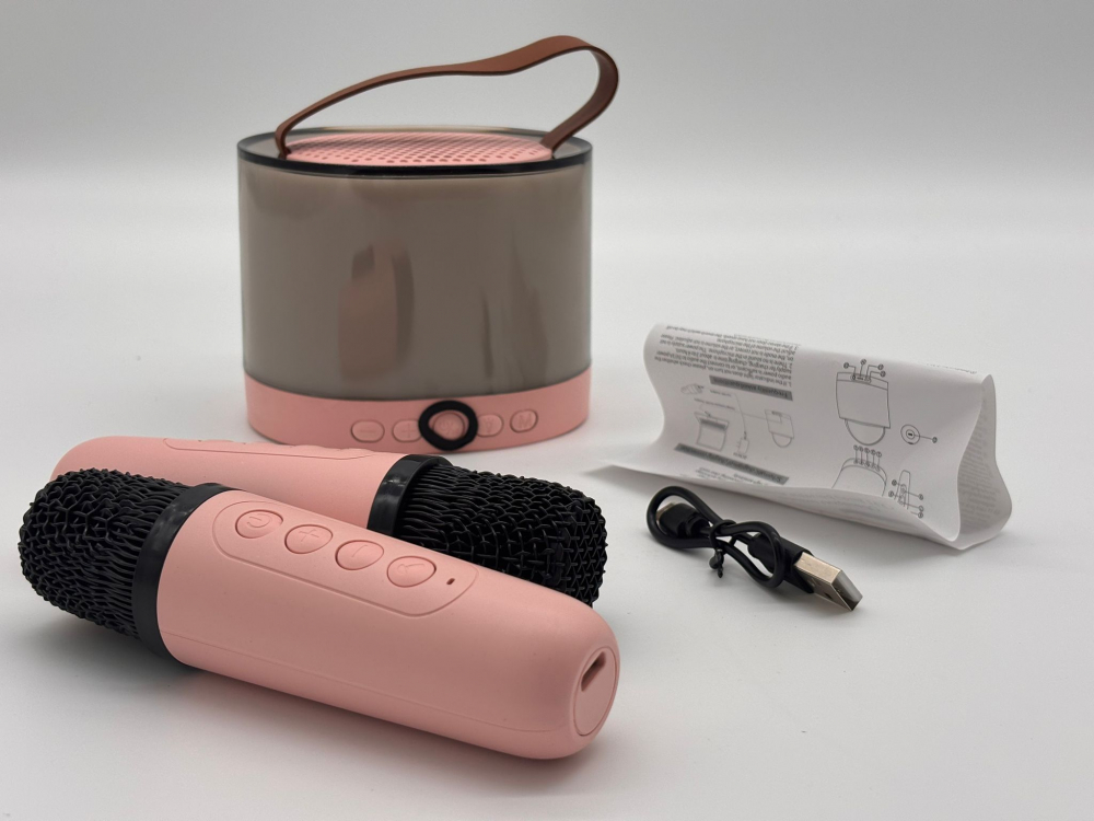 Sistem Karaoke Portabil cu 2 Microfoane Wireless, Boxă Bluetooth cu Lumini Ambientale, Compatibil TF/AUX [10]