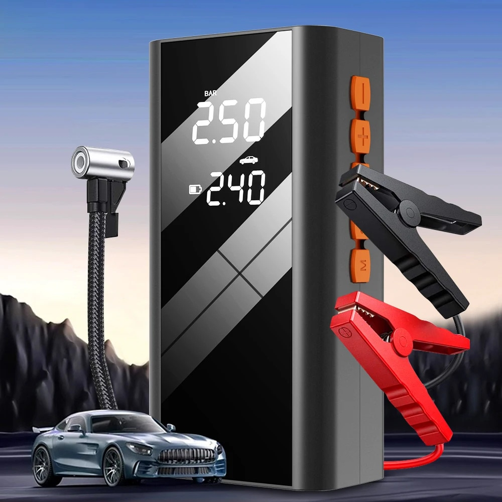 Compresor Auto 4 in 1, Starter Auto, Lanterna, Baterie Externa, 1200A, 8000mAh, 150 PSI, 12V, Display Digital, Type-C, Clesti Inteligenti [6]
