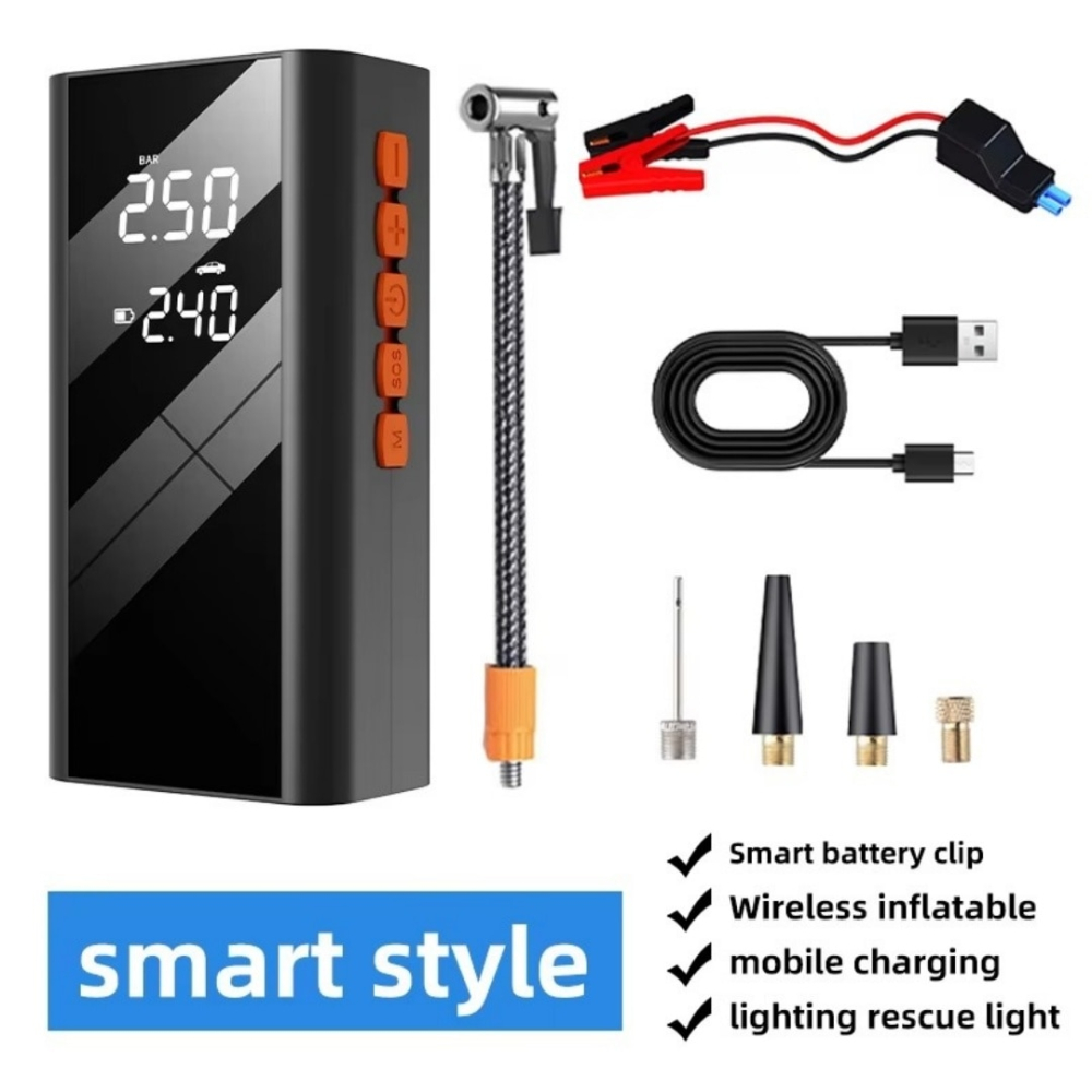 Compresor Auto 4 in 1, Starter Auto, Lanterna, Baterie Externa, 1200A, 8000mAh, 150 PSI, 12V, Display Digital, Type-C, Clesti Inteligenti [8]