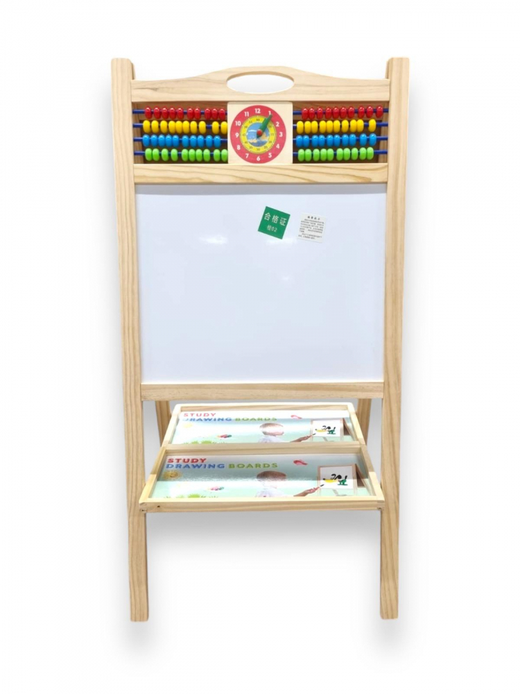 Tabla din Lemn, cu 2 Fete, cu Numaratoare si Ceas, Magnetica, Accesorii, 87 x 45 cm, cu Maner [5]