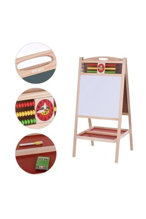 Tabla din Lemn, cu 2 Fete, cu Numaratoare si Ceas, Magnetica, Accesorii, 87 x 45 cm, cu Maner [3]