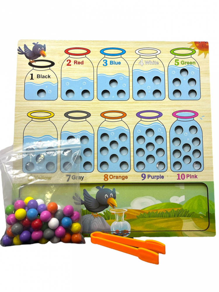 Tabla Educativa, Invatare Numere si Culori, Multicolor, cu Cleste, din Lemn [2]