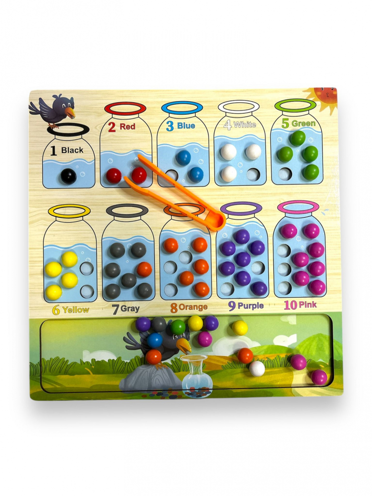 Tabla Educativa, Invatare Numere si Culori, Multicolor, cu Cleste, din Lemn [7]