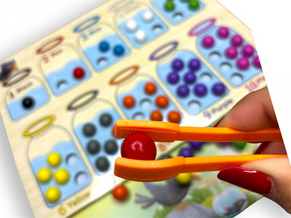 Tabla Educativa, Invatare Numere si Culori, Multicolor, cu Cleste, din Lemn [6]