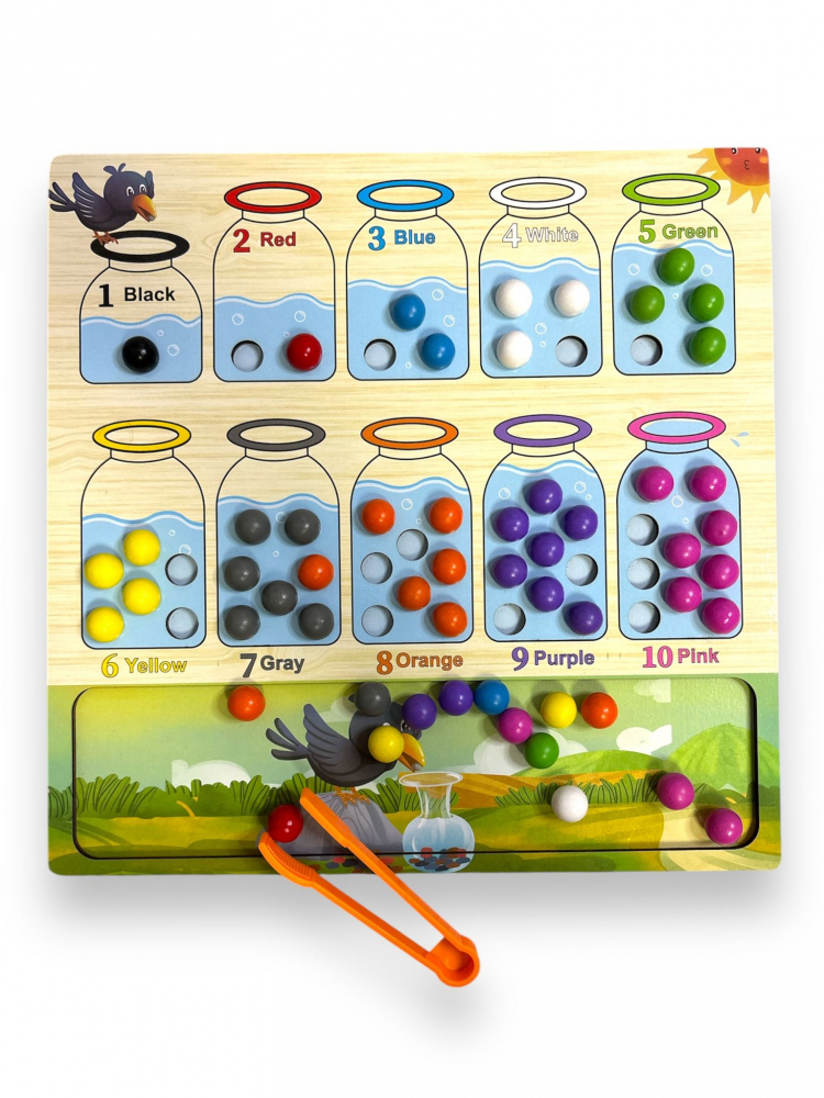 Tabla Educativa, Invatare Numere si Culori, Multicolor, cu Cleste, din Lemn [8]