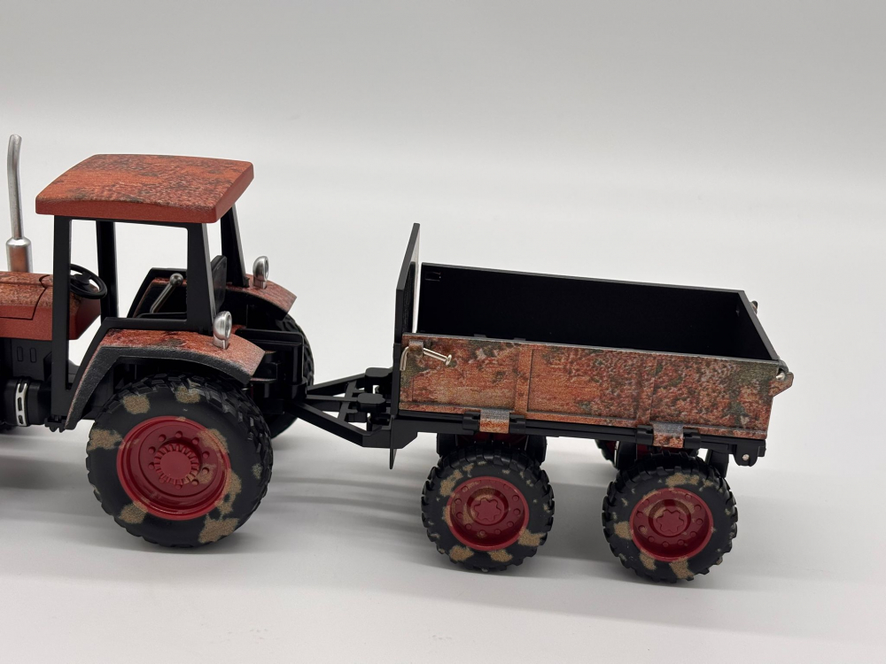Tractor Agricol Metalic cu Remorcă – 26 cm | Detalii Realiste, Construcție Solidă, Remorcă Detașabilă [4]