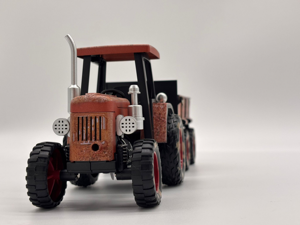 Tractor Agricol Metalic cu Remorcă – 26 cm | Detalii Realiste, Construcție Solidă, Remorcă Detașabilă [10]