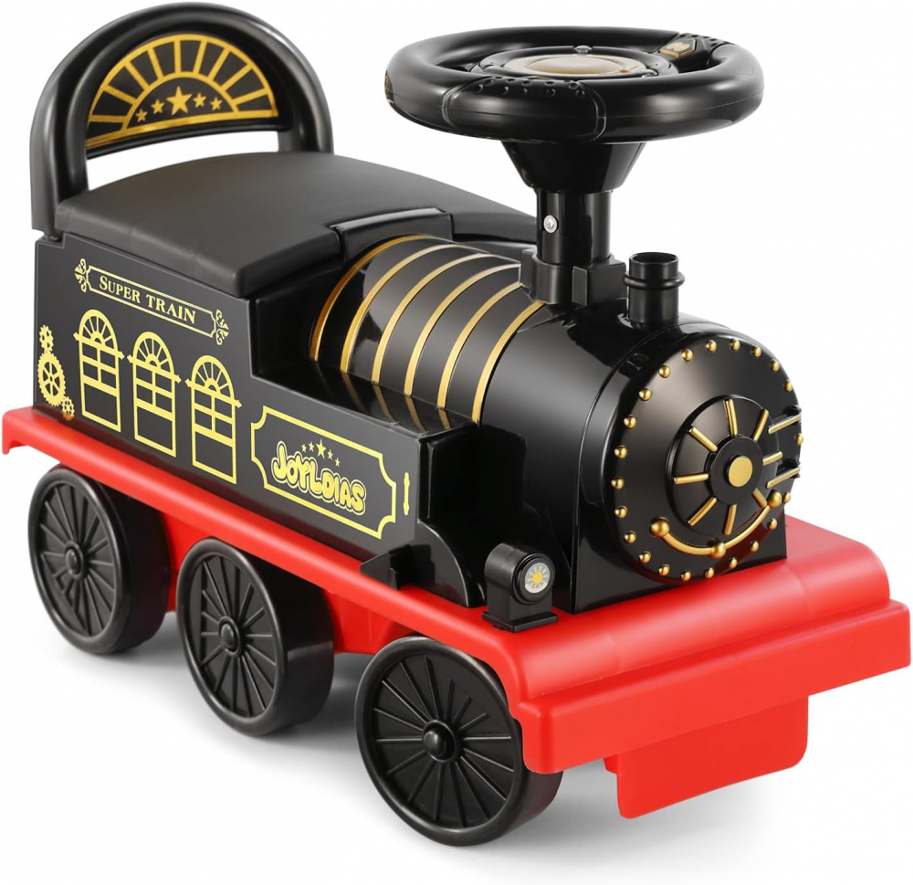 Trenulet de Condus, cu Sina de 2.20m, cu Spatar pentru Protectie, cu Sunete pentru Locomotiva, Multiple Functii Interactive, Spatiu de Depozitare, Accesorii Anti-Rasturnare [10]