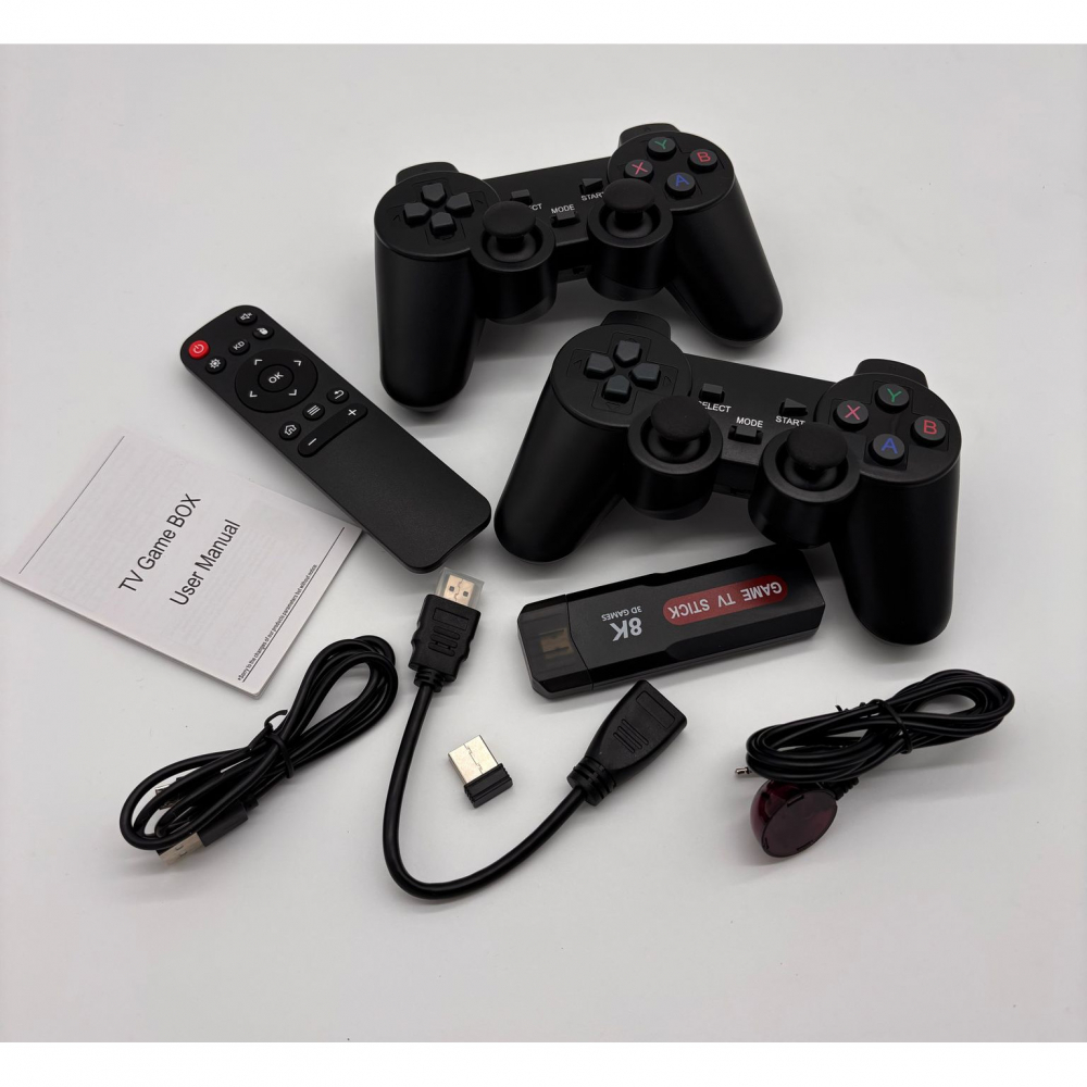 TV Stick Android 8K Ultra HD + HDR + Consola de Jocuri Retro & Moderne – Google Assistant, Chromecast, 10.000+ Jocuri, 2 Joystick-uri Wireless, Telecomanda cu Functie Mouse, HDMI, Netflix, YouTube [12]