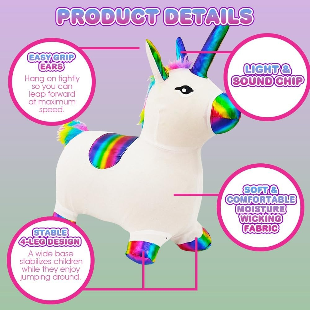 Unicorn Gonflabil din Cauciuc si Material Textil, cu Lumina si Muzica, Mov [3]