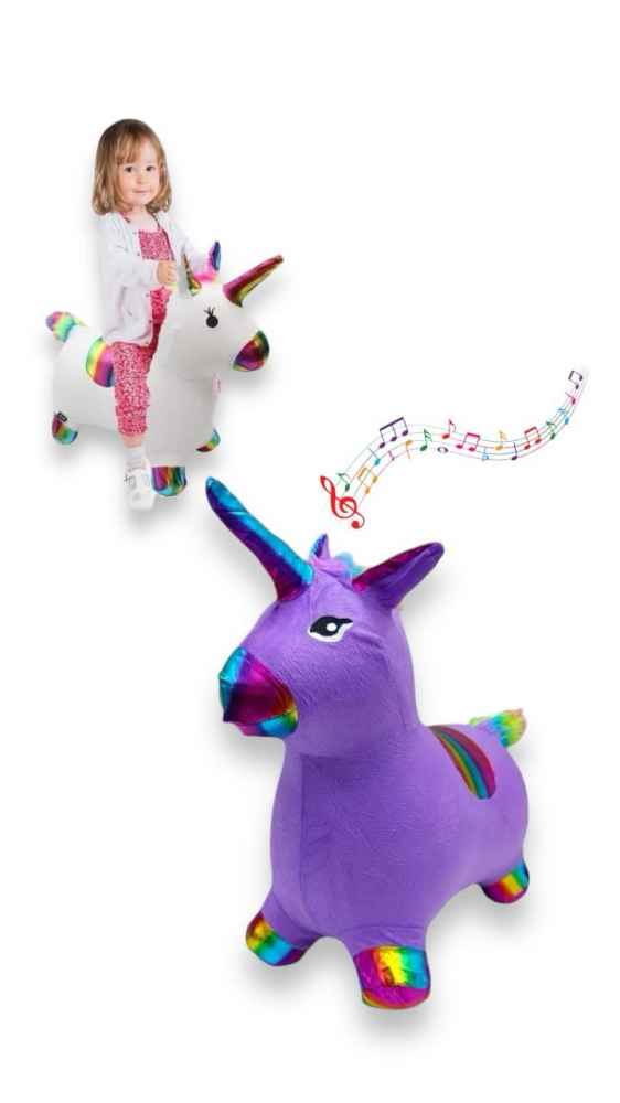 Unicorn Gonflabil din Cauciuc si Material Textil, cu Lumina si Muzica, Mov [7]
