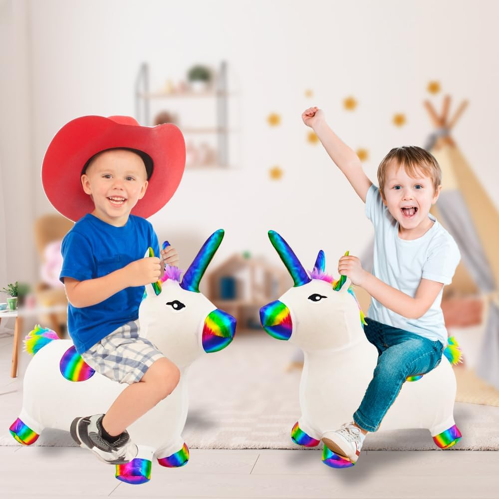 Unicorn Gonflabil din Cauciuc si Material Textil, cu Lumina si Muzica, Roz [6]