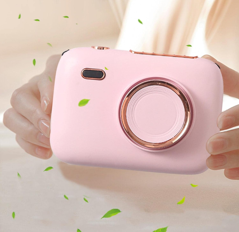 Ventilator Portabil Design Cameră Foto – 3 Trepte de Viteză, Cu Agățătoare de Gât & Cablu Încărcare Inclus [4]