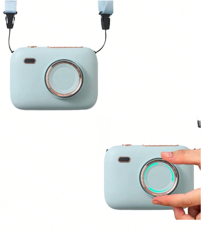 Ventilator Portabil Design Cameră Foto – 3 Trepte de Viteză, Cu Agățătoare de Gât & Cablu Încărcare Inclus [6]