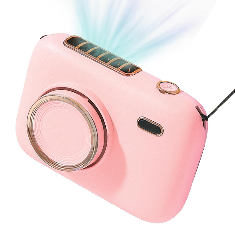 Ventilator Portabil Design Cameră Foto – 3 Trepte de Viteză, Cu Agățătoare de Gât & Cablu Încărcare Inclus [5]