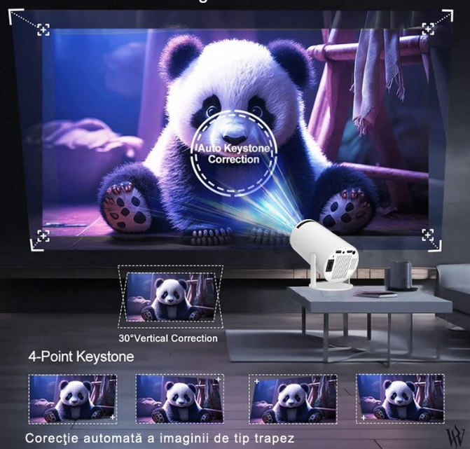 Videoproiector Smart Portabil Model Pro, 5000 Lumeni, 280 ANSI, Android 11, Wi-Fi, Bluetooth, rezolutie Ultra HD, Suport 4K, conexiune HDMI, USB si Mirroring Android/IOS, difuzor integrat, rotire 180° [7]