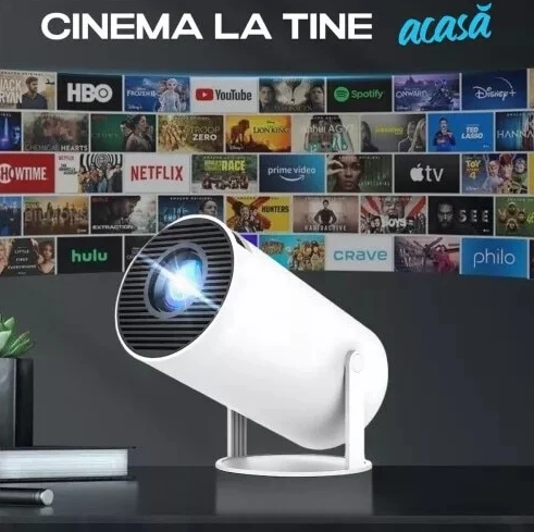 Videoproiector Smart Portabil Model Pro, 5000 Lumeni, 280 ANSI, Android 11, Wi-Fi, Bluetooth, rezolutie Ultra HD, Suport 4K, conexiune HDMI, USB si Mirroring Android/IOS, difuzor integrat, rotire 180° [10]