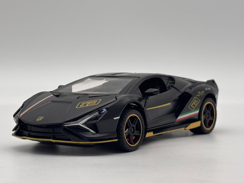 Automachetă Lamborghini Sian, din Metal, 1:32, Funcție Pull-Back, Uși și Capotă Deschizătoare, Sunete și Lumini, 16 cm [5]