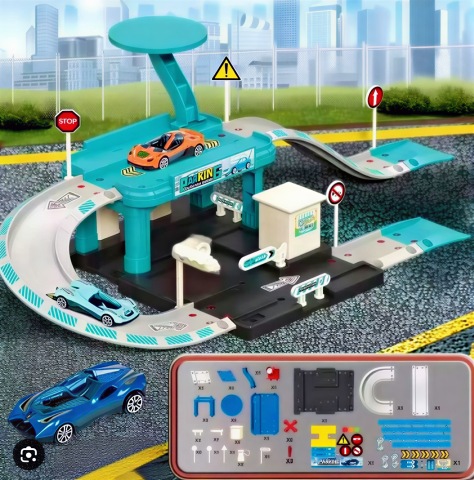 Pistă de Joacă Asamblabilă cu Mașină din Metal, Accesorii și Elemente Interactive [1]