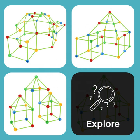 Set de Construcție Forturi pentru Copii, 87 Piese (36 Conectori + 51 Bețe, 31 cm),  Joc Creativ DIY [5]
