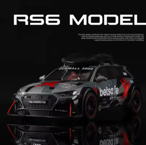 Masina din Metal Audi RS6 Camo 1:32, 15 cm, Functie Pull Back, Usile Capota si Portbagaj Deschizabile, Lumini si Sunete, Automacheta Audi RS6 [2]