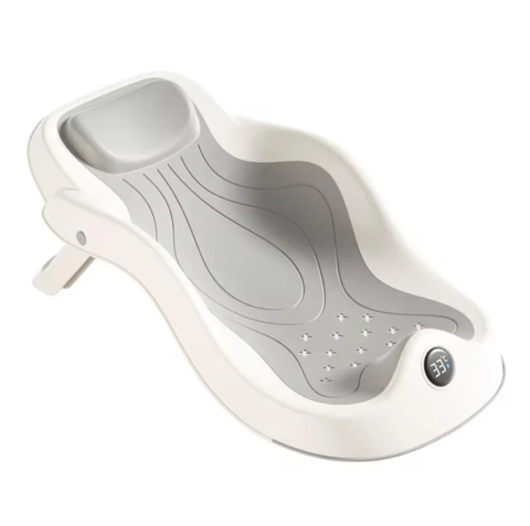 Baby Shop - Cadita pentru Bebelusi cu Suport si Termometru Digital, 60 x 30 cm, Indicator Temperatura Apa, Design Ergonomic Antiderapant, Cadita Baie Nou-Nascuti si Copii