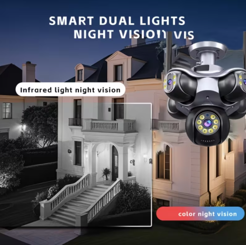 Camera Supraveghere WiFi cu 5 Lentile, 25 MP, Camere Rotative 360°, 4K Ultra HD, PTZ, Viziune Nocturna Color, Detectare Umana, Zoom 10X Digital, Audio Bidirectional, Alarma, IP66, Card Memorie 64GB In [6]