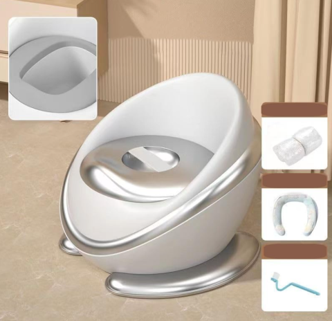 Olita Copii cu Spatar Ergonomic si Colac Moale din Spuma PU, Vas Detasabil, Baza Antiderapanta, Protectie Anti-Stropire, Design Capsula Spatiala [1]