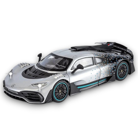 Masinute din Metal - Automacheta Mercedes-Benz AMG One din Metal, 25 cm Usi si Elemente Mobile,Faruri, Stopuri si Bord Interior Luminate, Sunete Realiste, 25 cm, Volan Functional