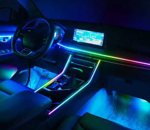 Bandă LED RGB USB 1.2m – Iluminare Ambient Interior Auto, Control prin Aplicație & Telecomandă, Kit Complet de Montare Inclus [3]