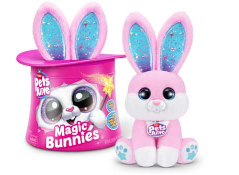 Jucarii interactive copii - Iepure Magic – Jucarie Interactiva de Plus Magic Rabbit in a Top Hat, cu Lumini si Sunete