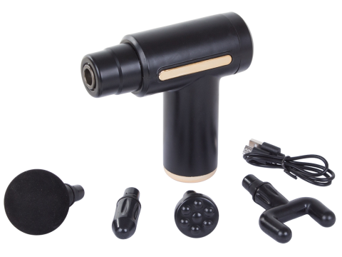 Pistol de Masaj Profesional, Aparat Masaj Muscular, Baterie de Lunga Durata, Functionare Silentioasa, 4 Capete Diferite Incluse [2]