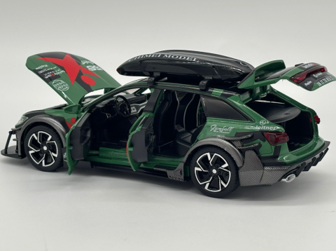 Masina din Metal Audi RS6 Camo 1:32, 15 cm, Functie Pull Back, Usile Capota si Portbagaj Deschizabile, Lumini si Sunete, Automacheta Audi RS6 [5]
