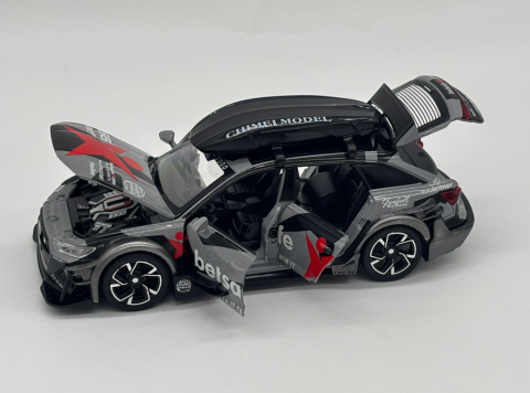 Masina din Metal Audi RS6 Camo 1:32, 15 cm, Functie Pull Back, Usile Capota si Portbagaj Deschizabile, Lumini si Sunete, Automacheta Audi RS6 [5]