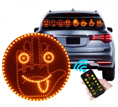 Mana Lumină LED cu Emoji și Gesturi pentru Lunetă – Control Wireless cu Telecomandă, 14,5 cm, 12 Funcții Animate, cu Benzi Adezive pentru Montaj incluse [2]