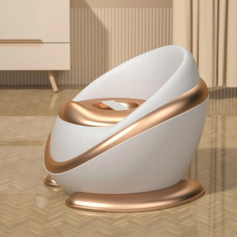 Olita Copii cu Spatar Ergonomic si Colac Moale din Spuma PU, Vas Detasabil, Baza Antiderapanta, Protectie Anti-Stropire, Design Capsula Spatiala [7]