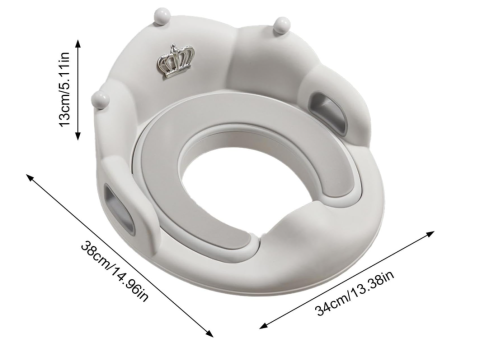 Colac Toaleta Copii cu Spatar si Manere, Adaptor WC Copii Antiderapant 40 cm, Scaun Toaleta Copii [4]