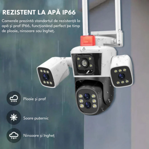 Camera Supraveghere WiFi cu 3 Camere Crocodil, Zoom Optic 10X, 16MP, 4K Ultra HD, Viziune Nocturna Clara, Detectie Umana, Audio Bidirectional, Alarma, IP66, PTZ 360°, [4]