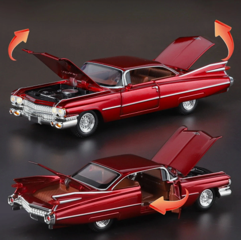 Automachetă Cadillac 1959, 15 cm, Funcție Pull-Back, Uși, Portbagaj și Capotă Deschizătoare, Lumină și Sunet [2]