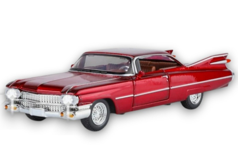 Automachete - Automachetă Cadillac 1959, 15 cm, Funcție Pull-Back, Uși, Portbagaj și Capotă Deschizătoare, Lumină și Sunet