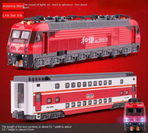 2 Locomotive Electrice cu Vagon din Metal – 70 cm Lungime Totală, Sunete și Lumini, Baterii Incluse [3]