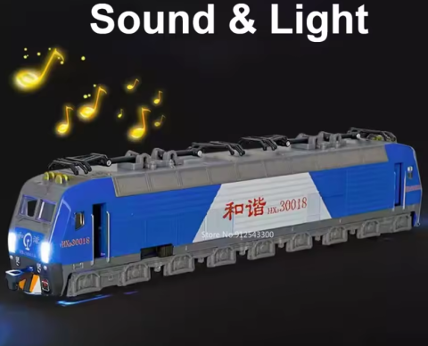 2 Locomotive Electrice cu Vagon din Metal – 70 cm Lungime Totală, Sunete și Lumini, Baterii Incluse [8]