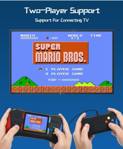 Consolă 2 Jucatori Retro Portabilă cu 500 Jocuri, Joystick pentru 2 Jucători, Conectare TV AV, Baterie Reîncărcabilă, 17.5 cm, Multiplayer [3]